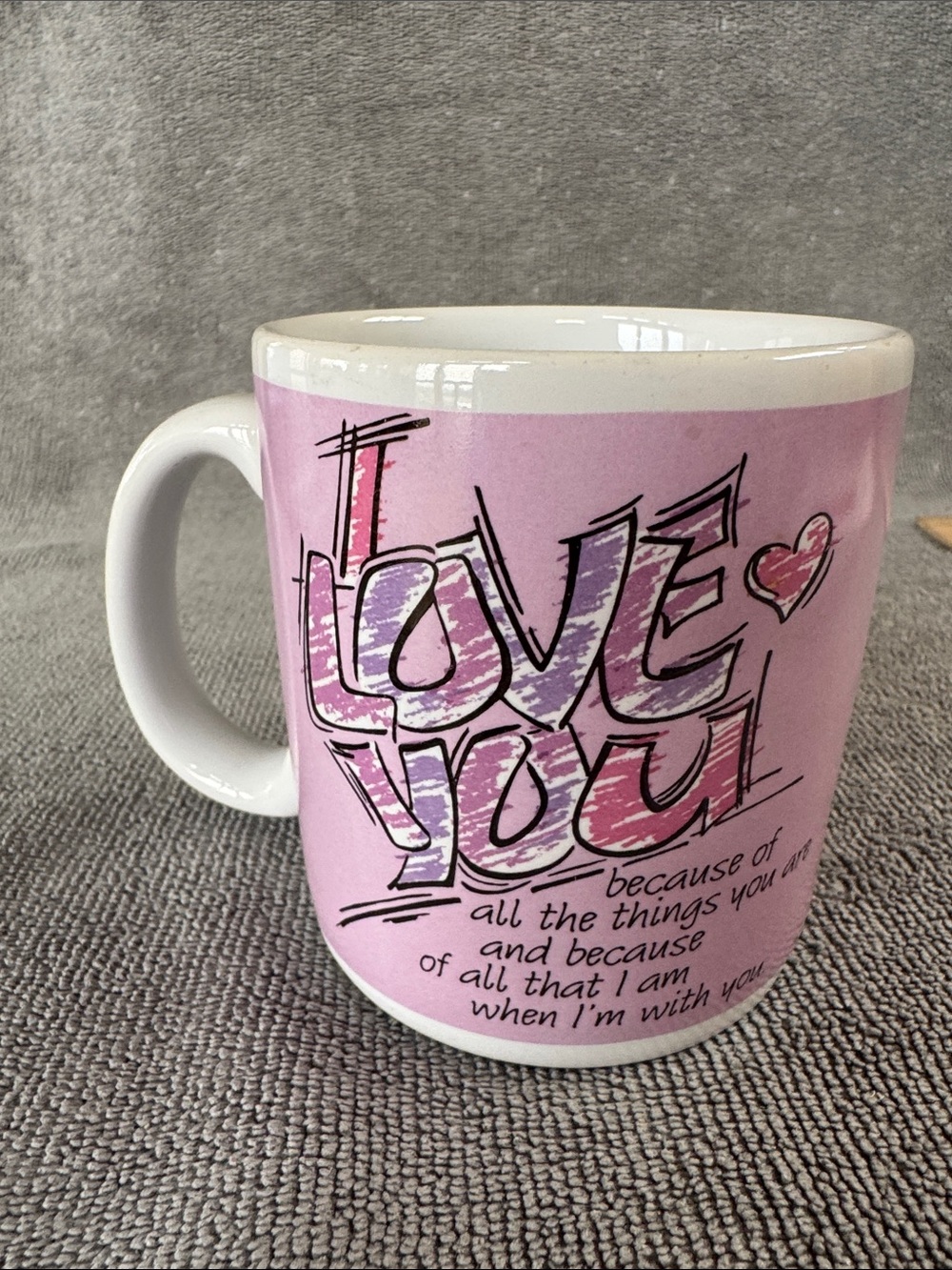 VTG American Greetings Designers Collection ‘I Love You Mug’ Retro Graffiti Pink